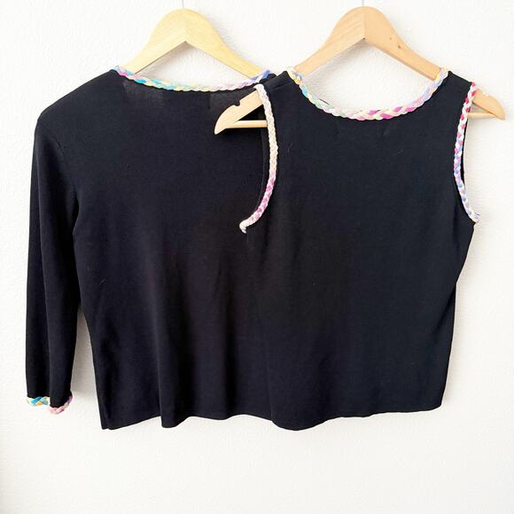 JOSEPH A | Quest Cequec'est Silk Shell Sweater Set Black Pastel Rainbow | Medium - Picture 4 of 6